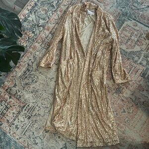 BB Dakota Long Gold Sequin Duster size xs